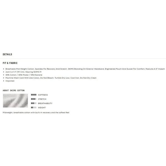 NWT Skims Stretch Men's 3" Inseam Boxer Brief Gunmetal Grey Medium BO-BTR-5294M - Picture 5 of 7